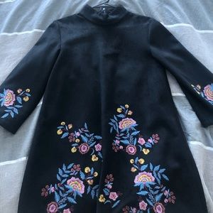 Zara High Collar Suede Dress